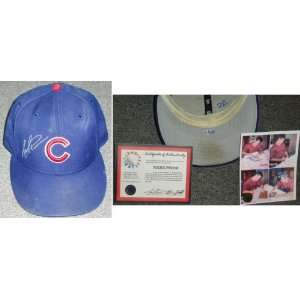   Signed Cubs New Era Blue 2004 Game Worn Home Hat