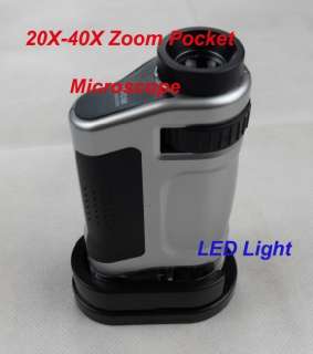 Mini Microbrite 20X 40X Zoom Pocket Microscope w/ LED  