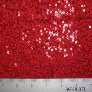    Polyester Spandex Squiggle Mini Sequins Fabric Red