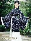 China Kimono Black Cotten&Flax Embroidered Han Fu Dress Winter Coat 