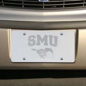 SMU Mustangs Satin Mirrored Team Logo License Plate