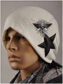 AM063 White Star Design Punk Men Beanie Ski Hat Fashionable  