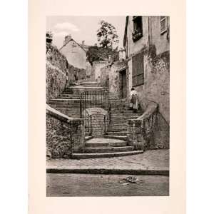 1904 Photogravure Chartres Stairway Historical Town Street View City 