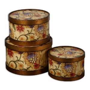  winola, decorative boxes, distressed bronze metal, set of 
