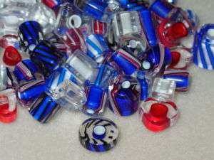 oz USA Patriotic David Christensen Cane Glass Beads  