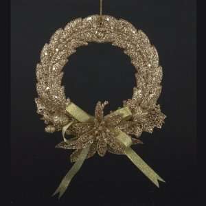 New   Club Pack of 12 Gold Glittered Wreath Christmas Ornaments with 
