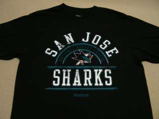 SAN JOSE SHARKS   NHL   REEBOK   BLACK   MEDIUM SIZE T SHIRT   NEW 