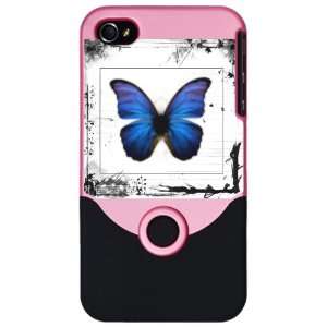  iPhone 4 or 4S Slider Case Pink Blue Butterfly Still Life 