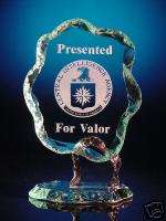 CIA FBI or DEA ETCHED GLASS AWARD FOR VALOR or MERIT  