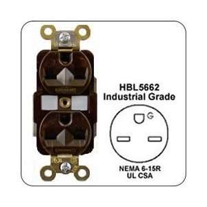 HUBBELL HBL5662 AC Receptacle NEMA 6 15 Female Duplex Industrial Grade 