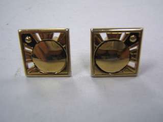 general store swank gold look square cufflinks w reflective circle