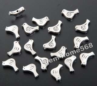 50 Tibetan Silver Bird Beads Spacers B445  