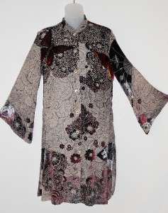 CITRON SANTA MONICA Sheer Silk Blend Top Tunic Kimono Asian sz Size S 