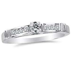 Size 7   14K White Gold Diamond Classic Traditional Engagement Ring 