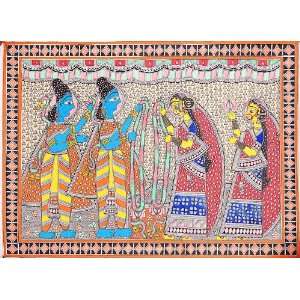  Shri Rama Sita Svayamvara   Madhubani Painting on Hand 