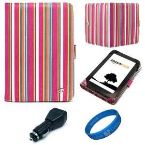 Pink Candy Colored Stripes Canvas Portfolio Protective Carrying Case 