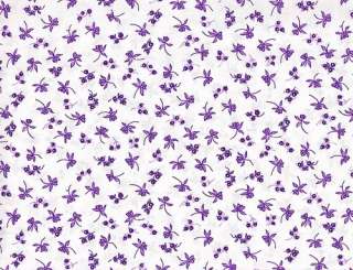Quilt Quilting Fabric Classic Small Stem Berry Floral Purple White 