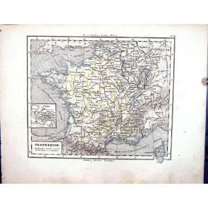  Emil Von SydowS Schul Atlas 1870 Map Frankreich Paris 