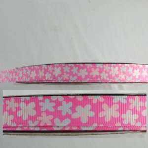  Grosgrain Ribbon Pink Flower Printed 3/8 9mm Craft 10 
