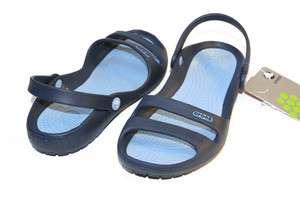 Crocs Cleo II Navy / Light Blue Womens 4 5 6 7 8 9 10 11 12  