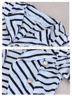   White Striped Power Shoulder Blazer Shrug Coat Party Outwear M  