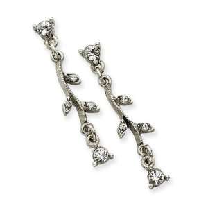  Silver tone Crystal Vine Post Earrings Jewelry