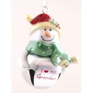 Silver Personalized Jingle Bell Snowman Ornament   I (Heart Symbol) My 