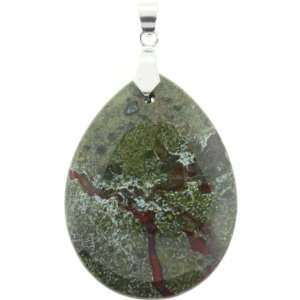  Pendants   Dragon Blood Jasper With Silver Plated Bail 