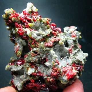 crimson red REALGAR w/CALCITE specimen  R007  