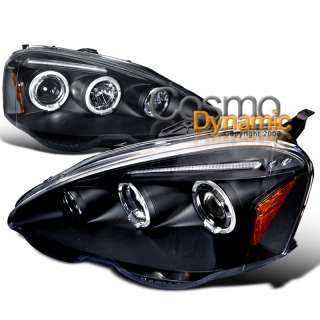 LED+HALO PROJECTOR BLK HEADLIGHT for 02 04 RSX TYPE S  