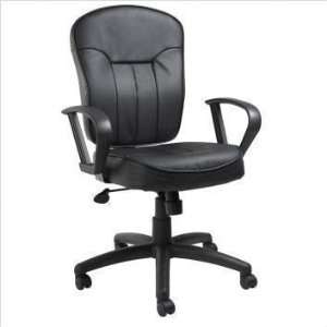  Boss Black Leather Task Chair W/ Loop Arms Office 