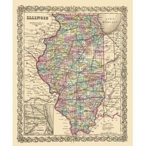  STATE OF ILLINOIS (IL) MAP BY J.H. COLTON 1856