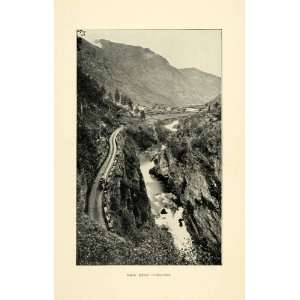 1901 Print View Borgund Mountains River Road Horse Carriage Trees 