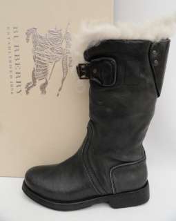   Shearling Lined Black Leather Boots Shoe UK4 37, Only Pair  