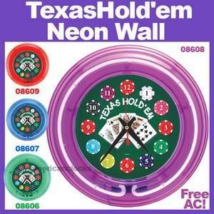  Purple Poker Chips NEON Wall Clock