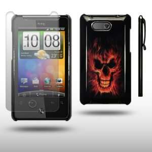  HTC GRATIA BURNING SKULL PATTERN BACK COVER WITH SCREEN 