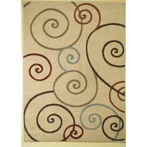  Concord Global Chester Scroll Ivory 5 3 Round Area Rug 