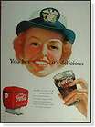1952 Coca Cola smiling navy lady vintage print AD