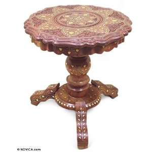  Brass inlay accent table, Indian Elegance