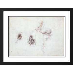  Studies of Leda and a horse 25x29 Framed and Double Matted 