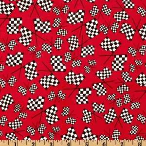  44 Wide Rad Riders Race Flag Red Fabric By The Yard 