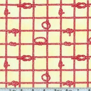   Away Nautical Rope Plaid Red Fabric By The Yard Arts, Crafts & Sewing