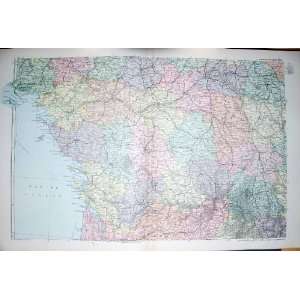    BACON MAP 1894 FRANCE BAY BISCAY ORLEANS NANTES