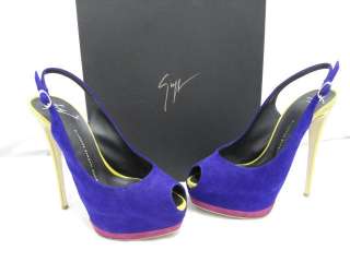   Zanotti Purple/Yellow/Pink Suede Sharon Platform Heels 38.5  