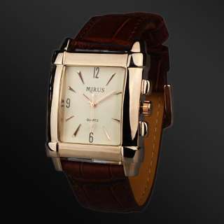 Classic ROSE GOLD TONE Brown Leather Strap Antique Mens Man Luxury 