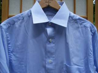 VTG BLUE COMBED COTTON FRENCH CUFF MENS DRESS SHIRT NEW  