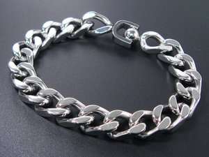 11mm 8 Stainless Steel Mens Bracelet Curb Chain Captive Bead Clasp 