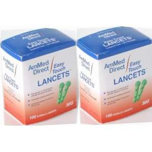  200 AmMed Direct Easy Touch 30G Lancets   2 Boxes of 100 