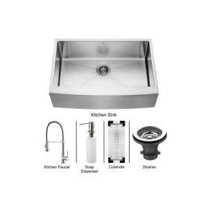 Vigo Industries Farmhouse Kitchen Sink, Faucet, Colander, Strainer and 