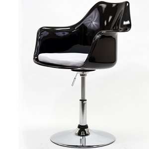  Zvauni Hydraulic Swivel Arm Chair in Black with White 